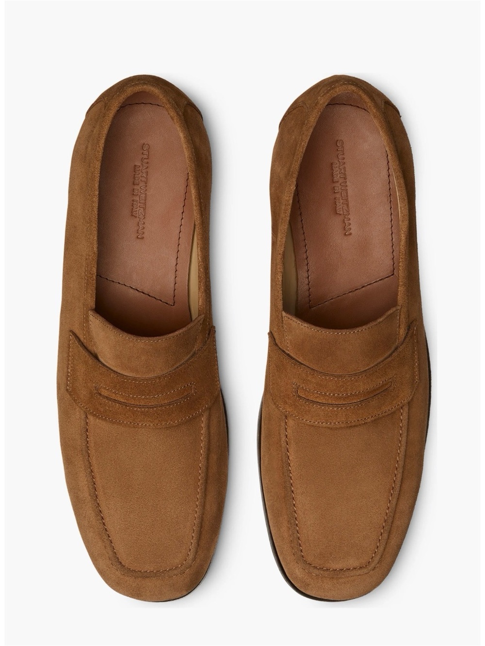 New Stuart Weitzman Club Penny Loafer Caramel Suede Sz 10.5